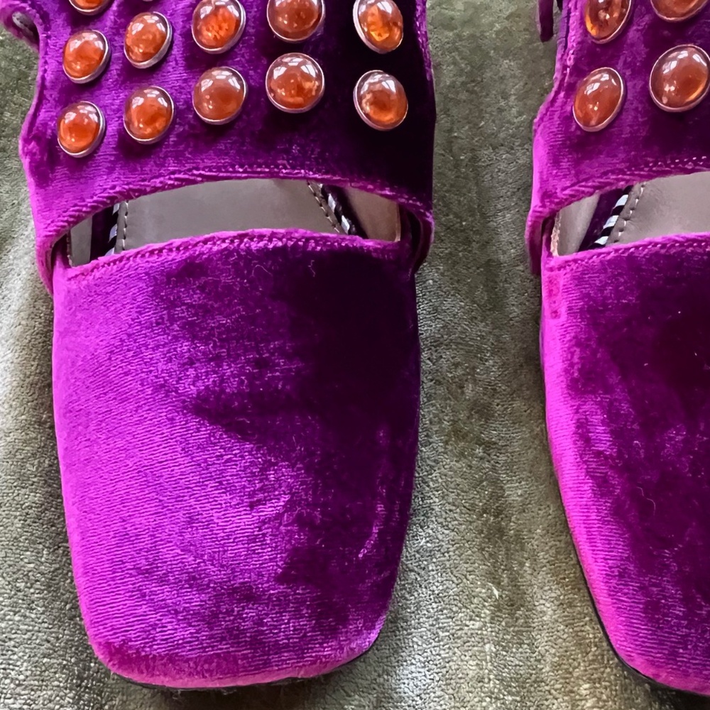 Toga Pulla Velvet Embellished Loafers, Size 41, Purple - Picture 7 of 15